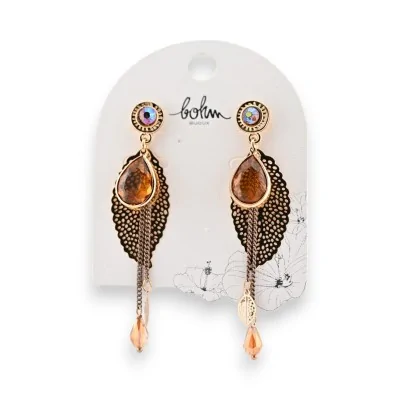 Brincos Bohm em metal dourado marrom