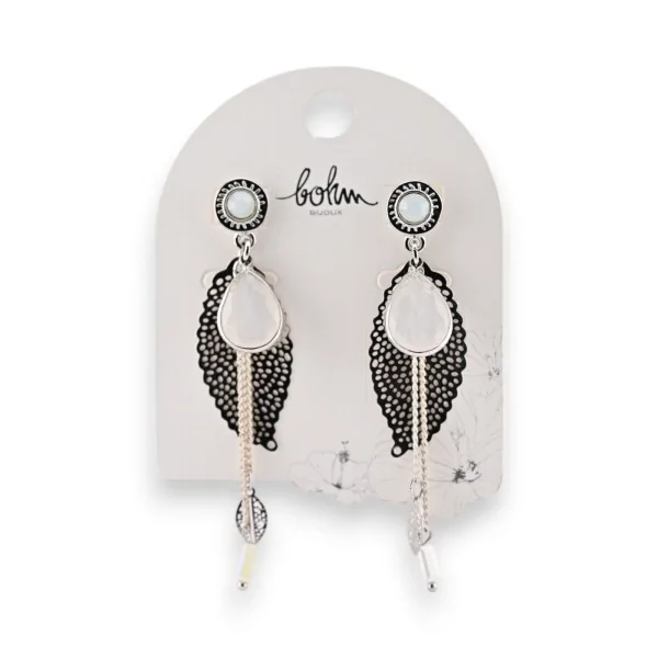 Pendientes colgantes plateados de Bohm