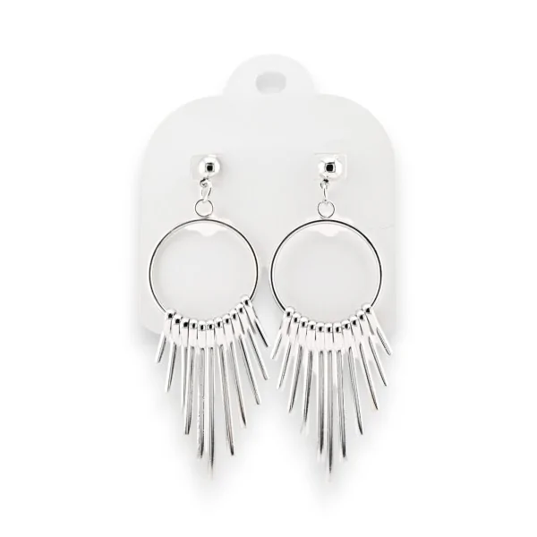 Boucles d'oreilles pendantes en métal argenté