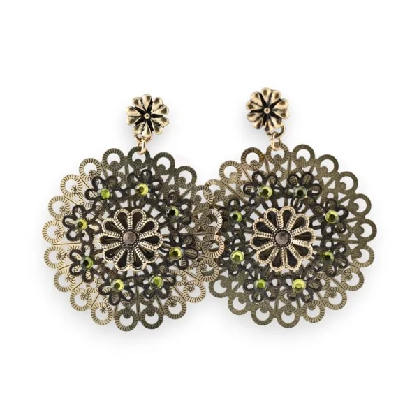Brincos vintage dourado envelhecido cáqui