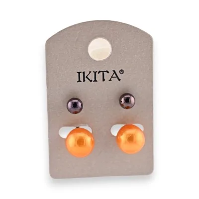 Orecchini originali con sfera arancione Ikita