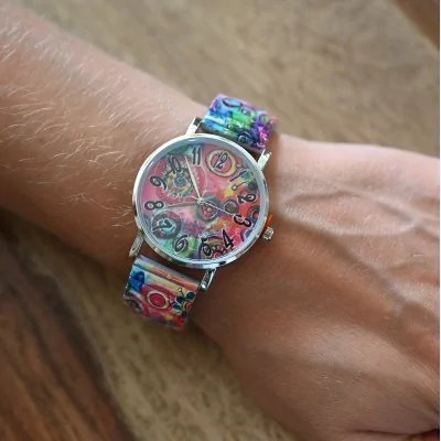 Relógio feminino elástico multicolorido Ernest E64001