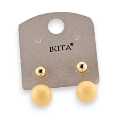 Golden vanilla pearl earrings by Ikita