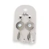 Boucles d'oreilles bohèmes argentées Mandala Feather | Bijoux Bohm