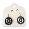Brincos Ikita pretos com strass branco