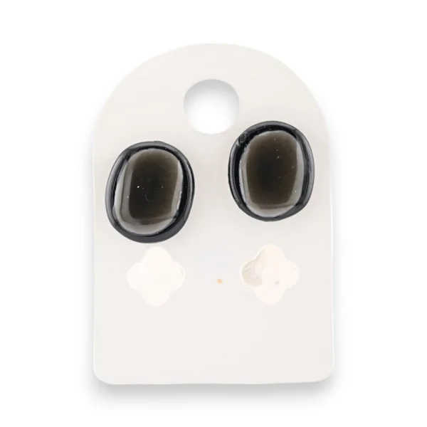 Black and Grey Oval Metal Earrings