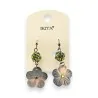 Pearl Flower Earrings by Ikita with Khaki Rhinestones