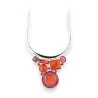 Collier Géométrique Orange & Argent | Design Moderne | Mode Tendance