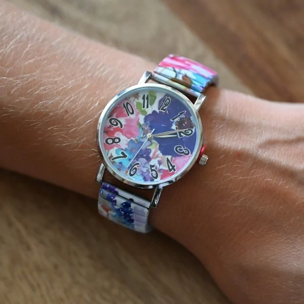 Women's watch with Ernest E floral painting