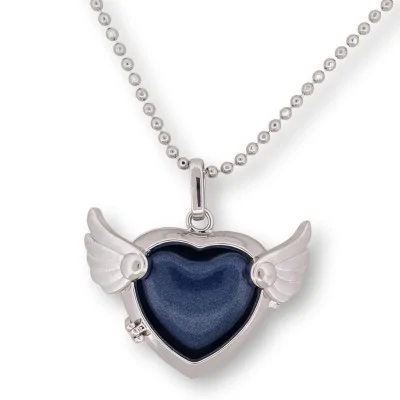 Angel wing heart locket necklace