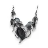 Collier Feuillage Métallique Belle Miss | Bijou Élégant Noir et Gris | Mode Tendance