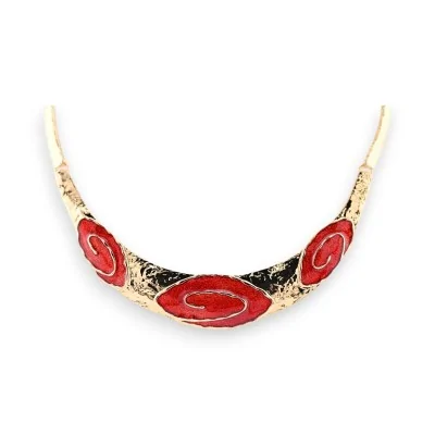 Colar semi-rígido Ikita dourado e vermelho