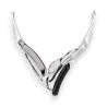 Collier Ras de Cou Design V Argenté & Noir | Bijou Moderne Ajustable