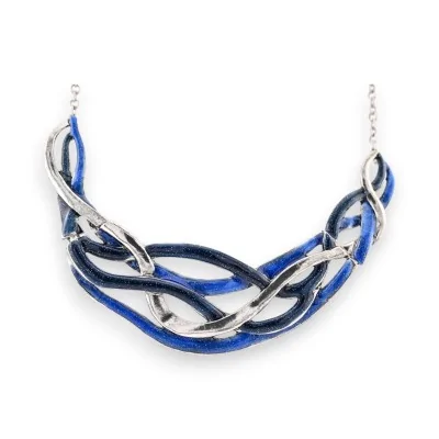 Colar semi-rígido Azul Prateado da Ikita
