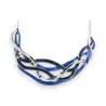 Ikita semi-rigid wave necklace with braided silver wires and sparkle navy royal blue enamel sections