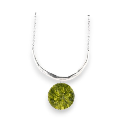 Collana Torchon Argento & Ciondolo Kaki | Gioiello Elegante Semi-Rigido