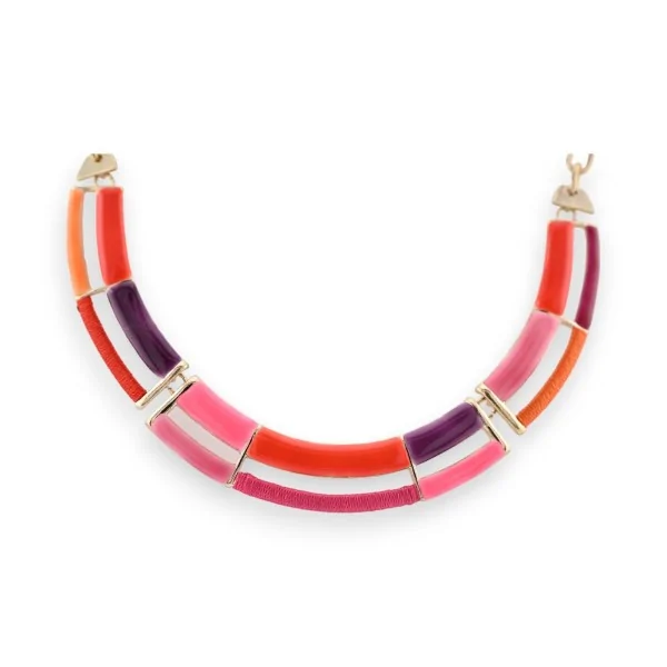 Rigid gold-tone metal choker necklace