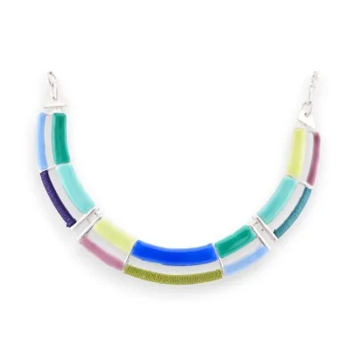 Collar Semirrígido Ikita plateado verde azul