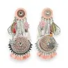 Pendientes de clip bohemios rosa pálido