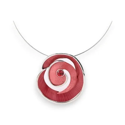 Burgunderrote und silberne Spirale Halsband-Kette
