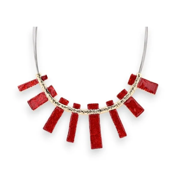 Colar Étnico Dourado Ikita vermelho