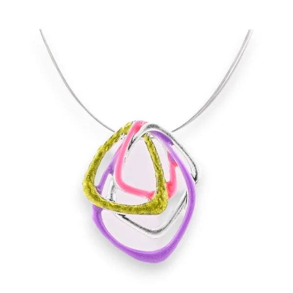 Multicolored geometric pendant necklace by Ikita
