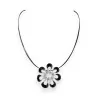 Collier Pendentif Fleur Argenté et Noir Ikita | Design Moderne et Élégant