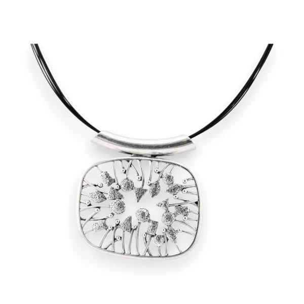 Collana Argentata Ikita con Cavo Nero