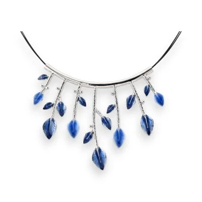 Collier feuilles argenté et...