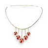 Ikita Halskette mit Rot-Gold Blattmotiv | Eleganter Blumenanhänger | Trendige Mode