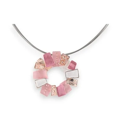 Halskette mit Anhänger Kreis in Rosa-Nuancen Ikita
