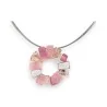Colar pingente círculo tons rosa Ikita