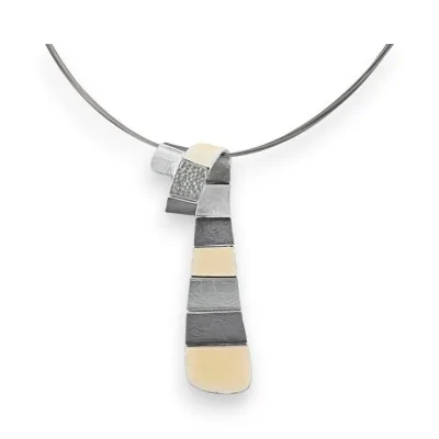 Ikita grey beige geometric pendant necklace