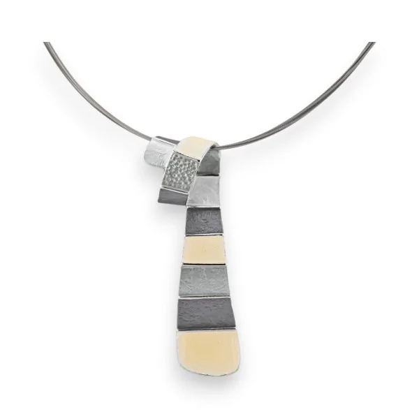 Ikita grey beige geometric pendant necklace