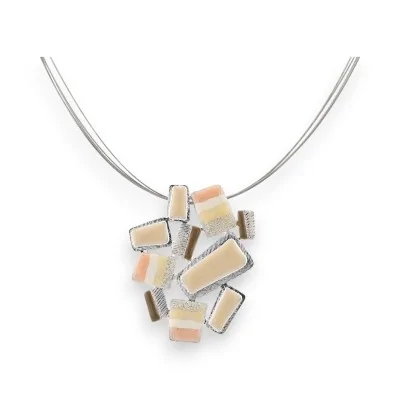 Collar colgante geométrico tonos beige Ikita