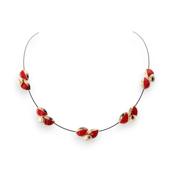Golden and red pendant necklace by Ikita