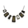 Collier géométrique Ikita | Bijou design argenté et noir ajustable | Mode Tendance