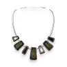 Collier géométrique Ikita | Bijou design argenté et noir ajustable | Mode Tendance