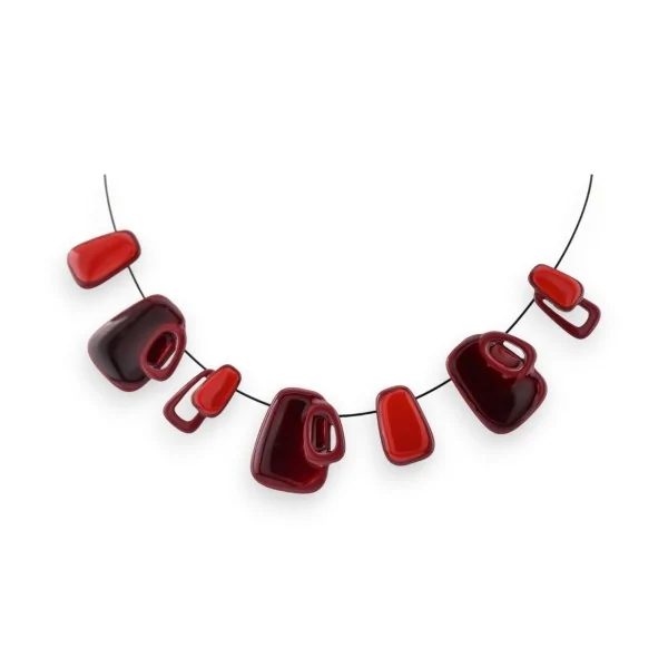 Burgundy Red Geometric Necklace by IKITA