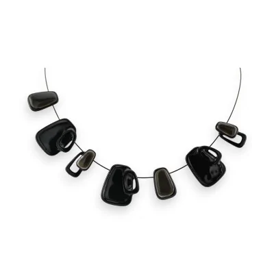 Collana geometrica nera e grigia di Ikita