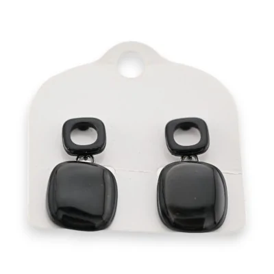 Black hanging cube earrings by Ikita
