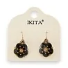 Boucles d'oreilles fleurs noires dorées Ikita | Bijoux vintage élégants