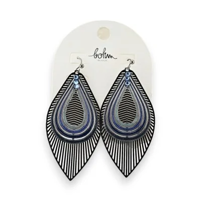 Blue-tinted leaf earrings by Bohm