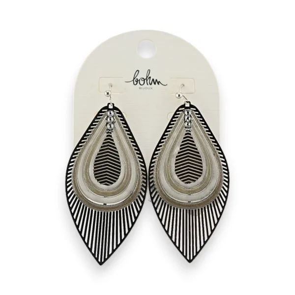 Pendientes Bohm Hojas Plateadas tonos grises