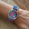 Orologio Ernest con motivo floreale fucsia e turchese