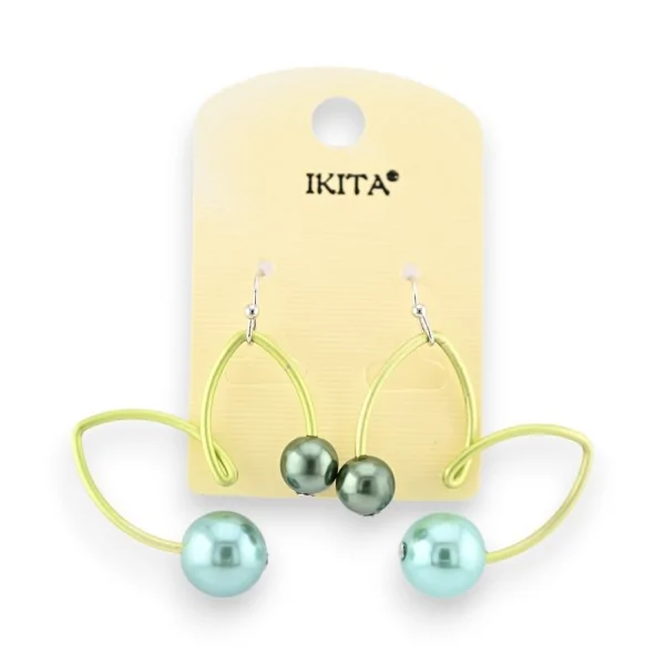 Ikita Earrings with Green Shaded Pearls