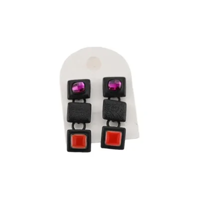 Pendientes cúbicos naranja y fucsia de IKITA