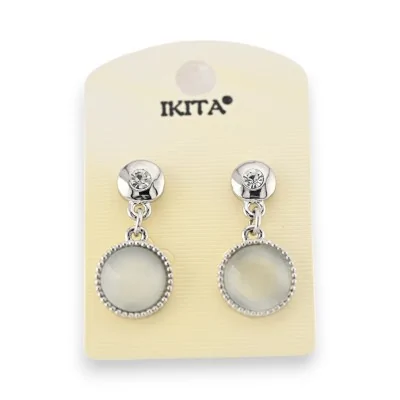 Pearl effect round drop earrings by Ikita