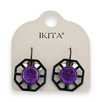 Lila achteckige Ohrringe von Ikita