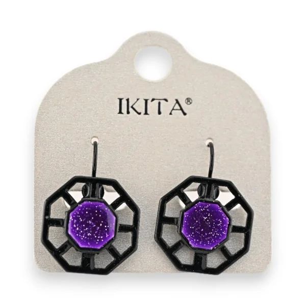 Lila achteckige Ohrringe von Ikita